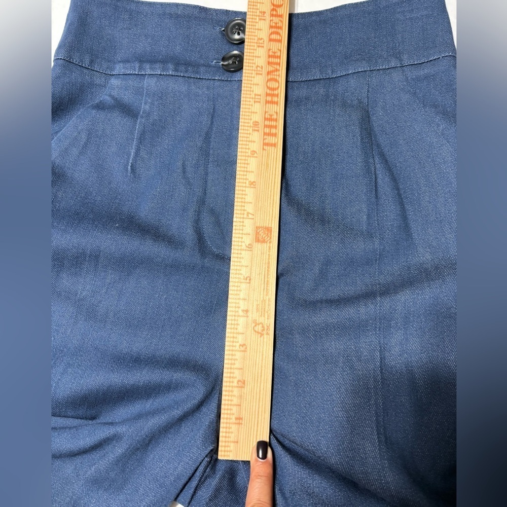 Meg Denim Blue Trousers/Palazzo Wide Leg, Ultra High Rise. Adj. Ankle, Pockets. - Picture 9 of 16